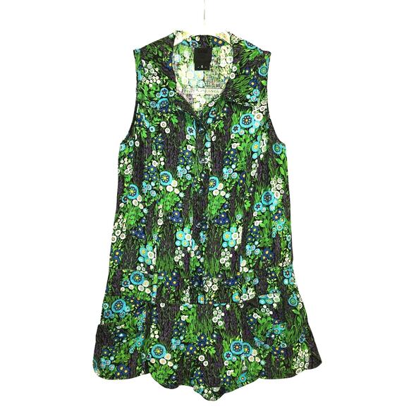 Anna Sui Shorts Romper 2010 Collection Floral Silk Linen Petal Collar USA Size 4 - Picture 2 of 14